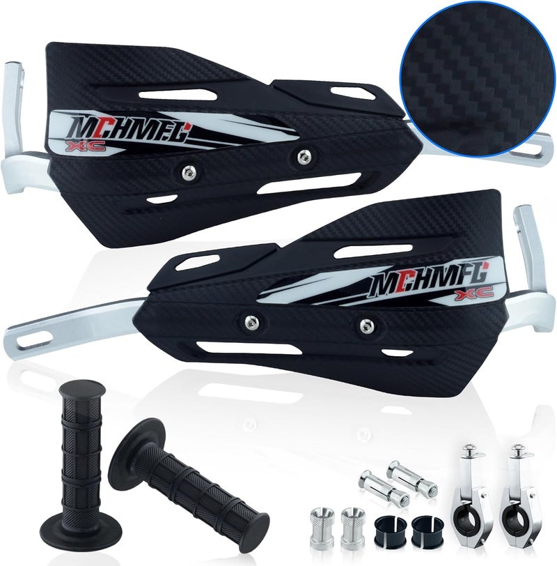 MCHMFG Dirt Bike Handguards with Grips - 7/8" and 1 1/8" Motorcycle Hand Guards for ATV - Universal Handguards Bracket for Off Road Motorcross Black - Image 1